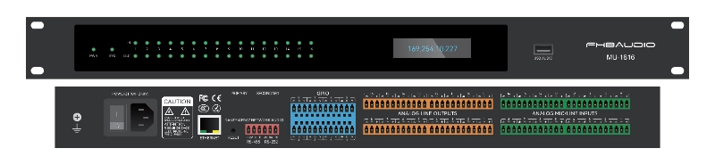 MU-1616 16*16 Dante Network Audio DSP örgjörvi